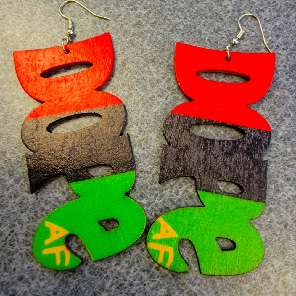 COPY - Wood DOPE "AF" Dangle Earrings